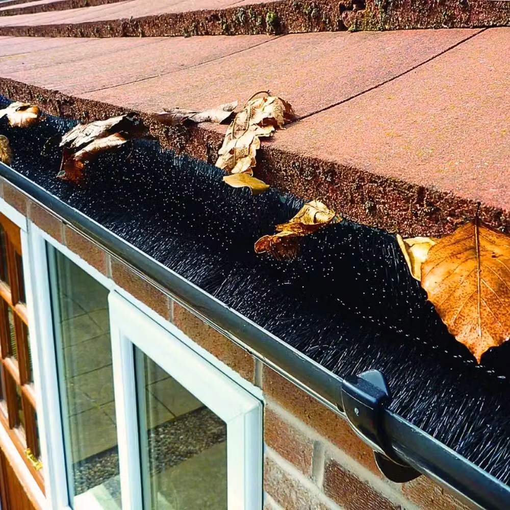 VOGREX Black Half Round Gutter Brush Leaf Guard and Drain Filter Shield – 5