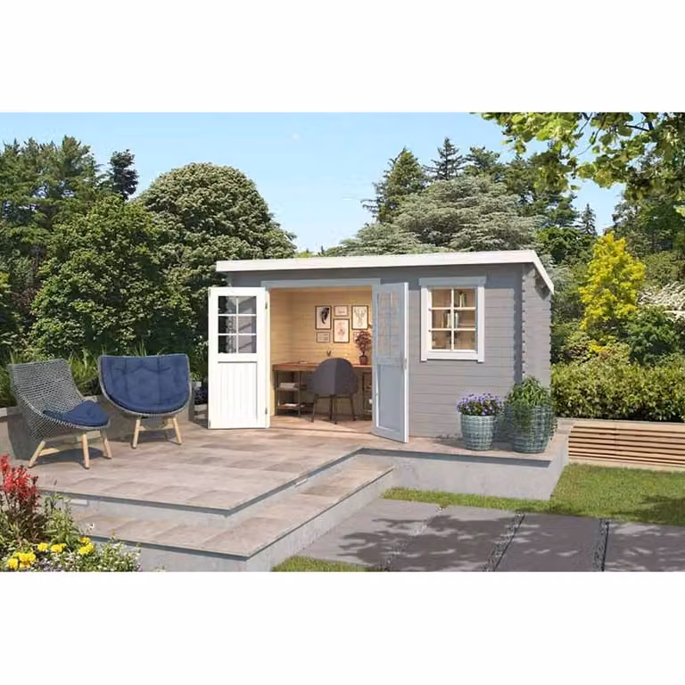 Lasita Maja Ltd Amira 175 Log Cabin Garden Room and Home Office in Beige, W: 231.1 cm, D: 400 cm, H: 210.9 cm