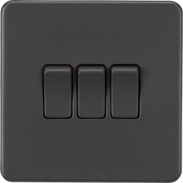 Knightsbridge Screwless 2-Way Switch, Anthracite, 10AX 3G, 230V IP20