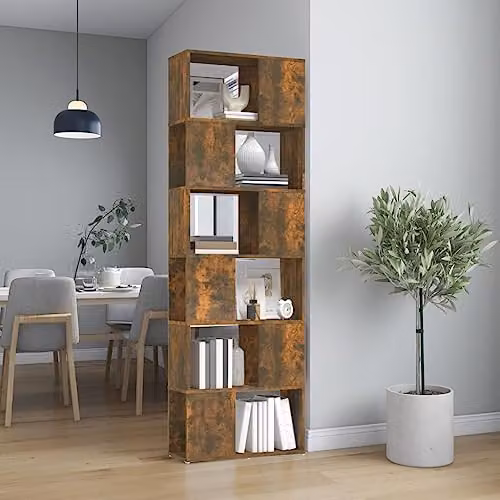 vidaXL Book Cabinet and Room Divider in Smoked Oak, W: 60 cm, D: 24 cm, H: 186 cm – 2