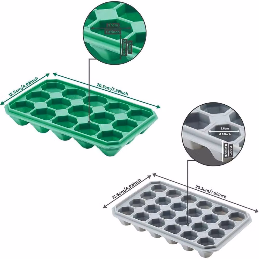 PAWNORA Silicone 24-Grid Ice Cube Tray Mould in Green and Grey – 2