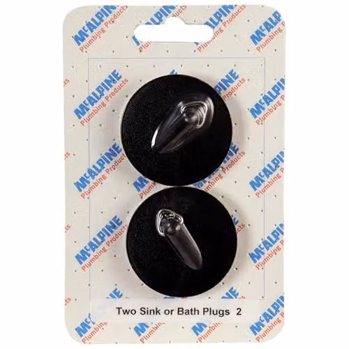McAlpine CARD-2 Black PVC Two Sink or Bath Plugs with Triangle for 1.5 inch Waste – 1