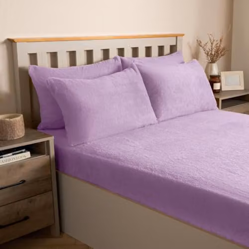 OHS 4 Pack Teddy Fleece Thermal Pillowcases in Purple