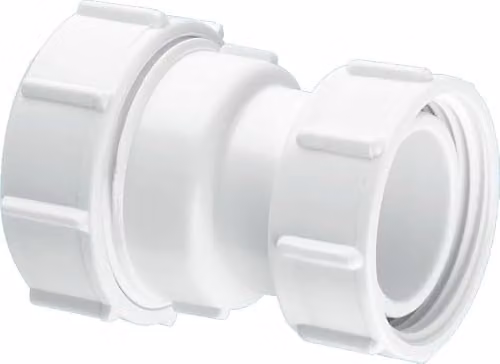 McAlpine 1.25 inch Multifit Straight Connector with BSP Coupling Nut, White