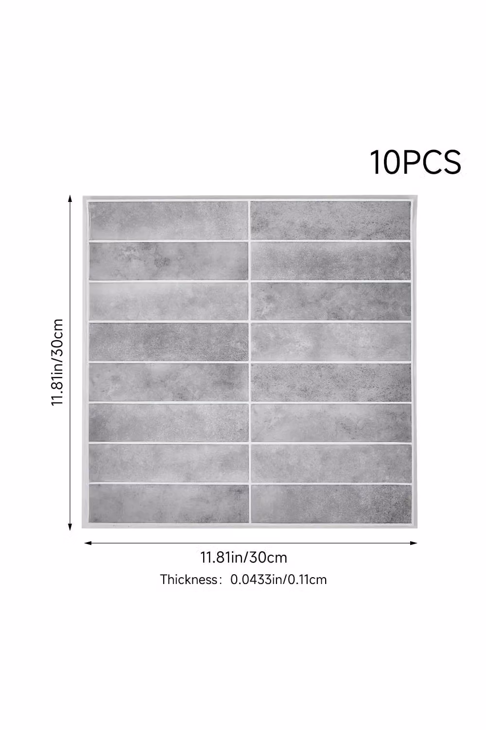 Living and Home 10-Piece 3D Rectangle Straight Pattern Self-Adhesive Wall Tile Stickers in Light Grey – 2