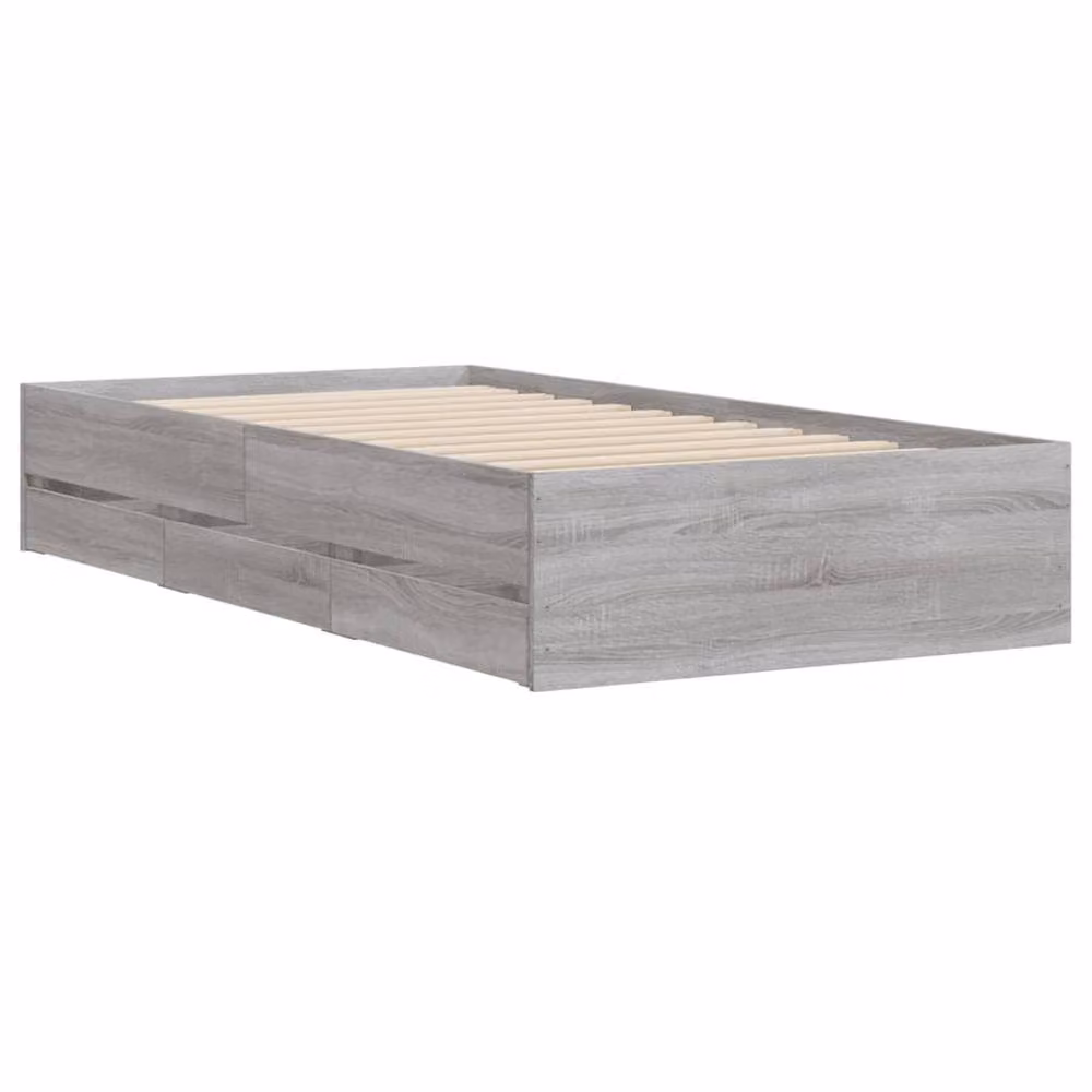 Berkfield Home Small Single Bed Frame with Drawers, Grey Sonoma, W: 75 cm, L: 190 cm – 3