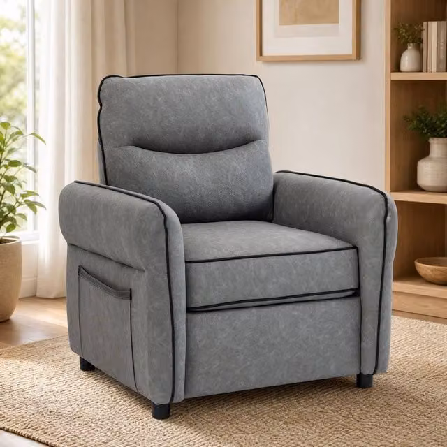 STILVORA Grey Faux Leather Tub Armchair with Armrests