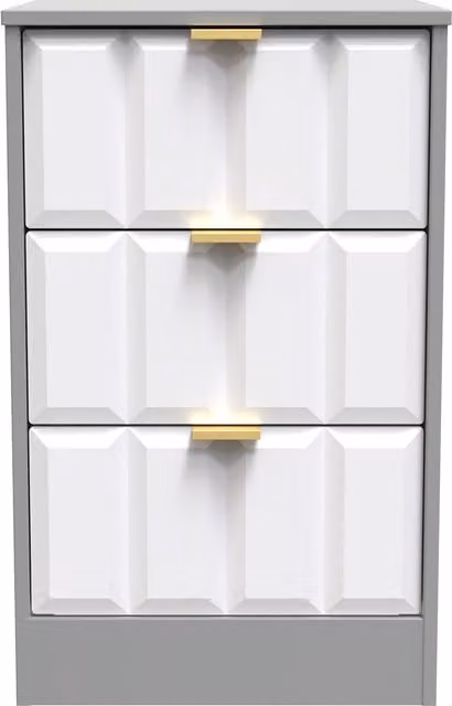 Ready Assembled 2 U Seattle 3 Drawer Bedside Cabinet in Mid Grey