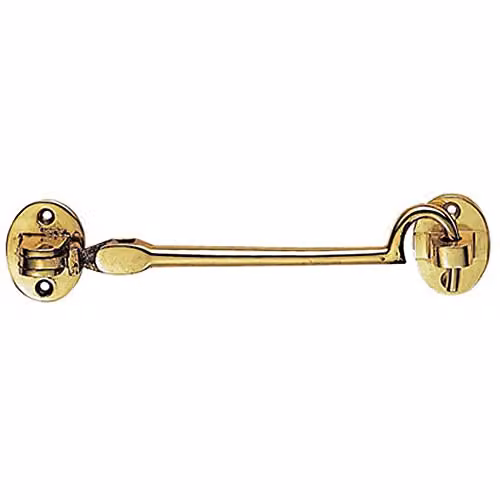 Loops Heavy Duty Cabin Hook and Eye in Polished Brass, 25.4 cm Arm