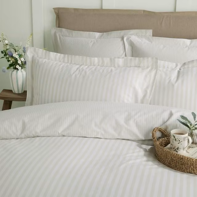 Sophie Allport Uppingham Stripe Cotton Percale Oxford Pillowcases, Set of 2, Mint Green