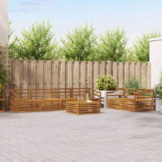 Berkfield Home 7 Piece Outdoor Sofa Set in Brown Solid Acacia Wood