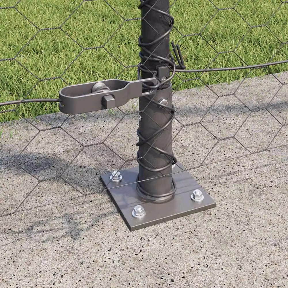 Berkfield Home Grey Steel Hexagon Fence 1.4 x 25 m – 3