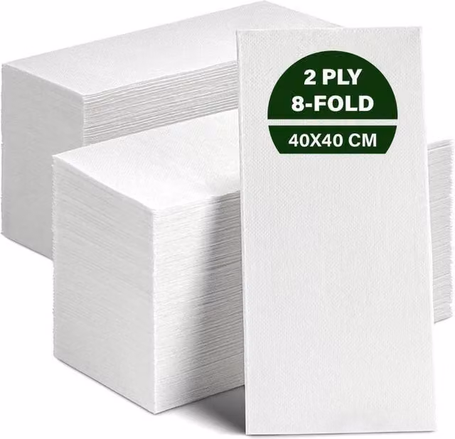 ECONX White 2-Ply Cocktail Paper Napkins, 40 cm, 500 Pack