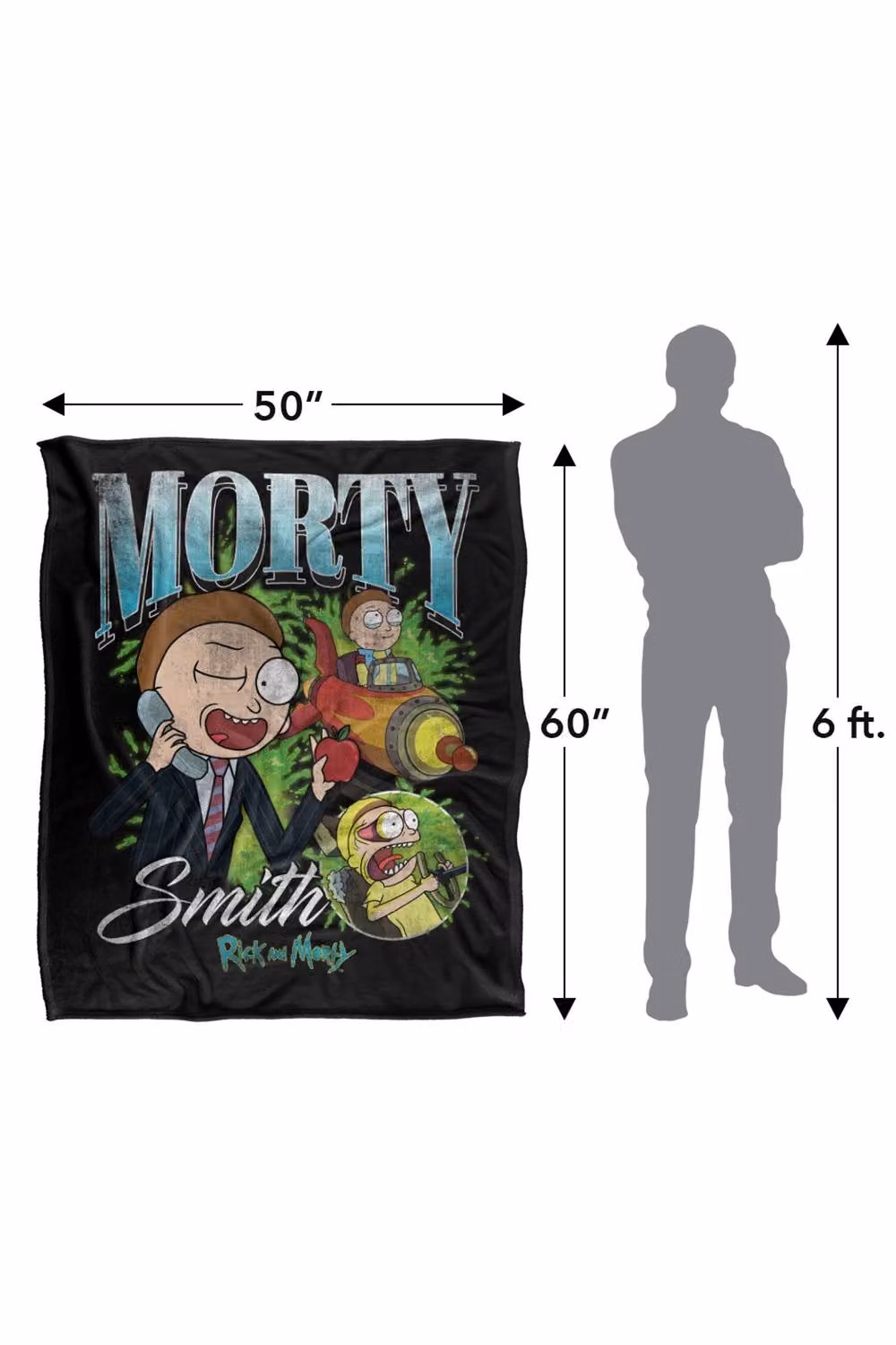LOGOVISION Rick and Morty Morty Smith Homage Super Soft Fleece Throw Blanket, Multicolour, W/D/H: 152 x 127 cm – 8