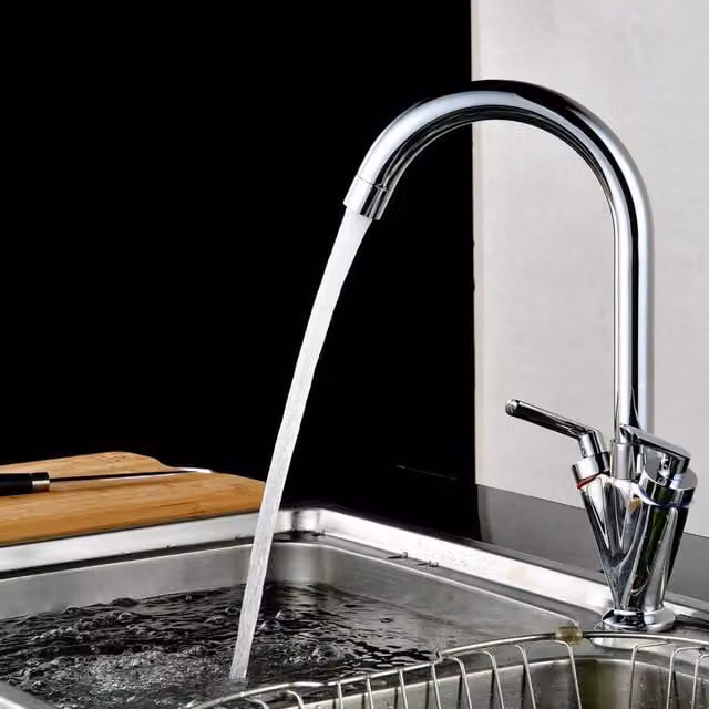 SPETLEK Twin Lever Swivel Brass Chrome Kitchen and Basin Mixer Tap in Silver