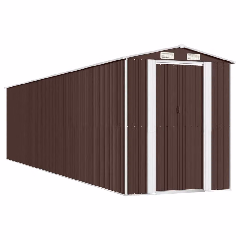 Berkfield Home Garden Shed in Dark Brown Galvanised Steel, W/D/H: 192 x 855 x 223 cm – 3