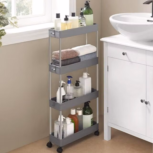 SONGMICS 4 Tier Rolling Storage Trolley in Grey