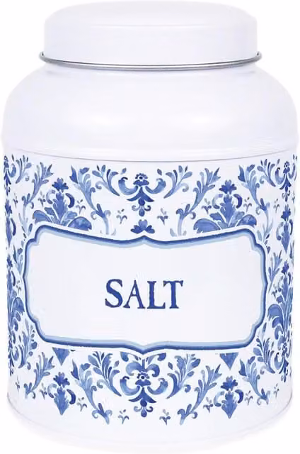 Purely Home Oriental Ink Peppercorn Canister with Small Domed Lid, Blue and White Metal Kitchen Storage Jar, 110g