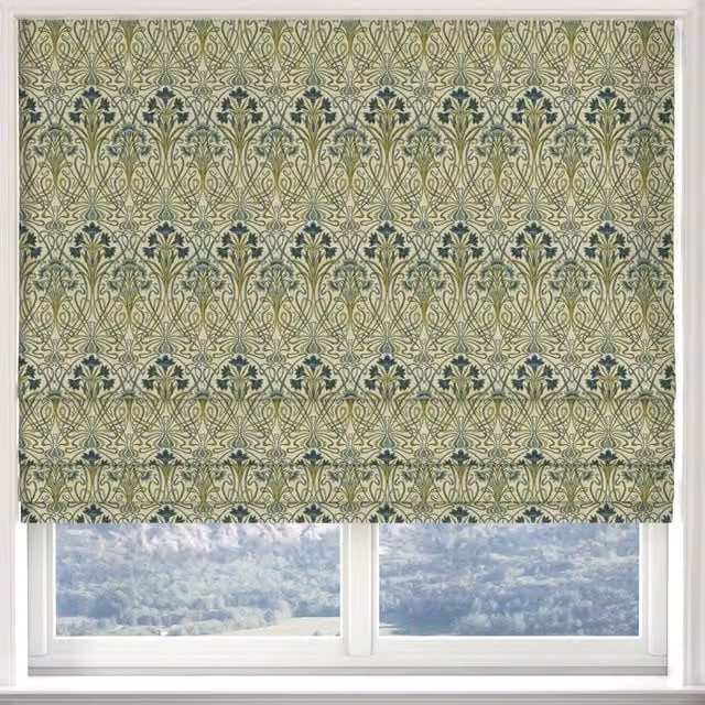 Terrys Tiffany Printed Made to Measure Blackout Roman Blind in Prussian Blue and Multicolour