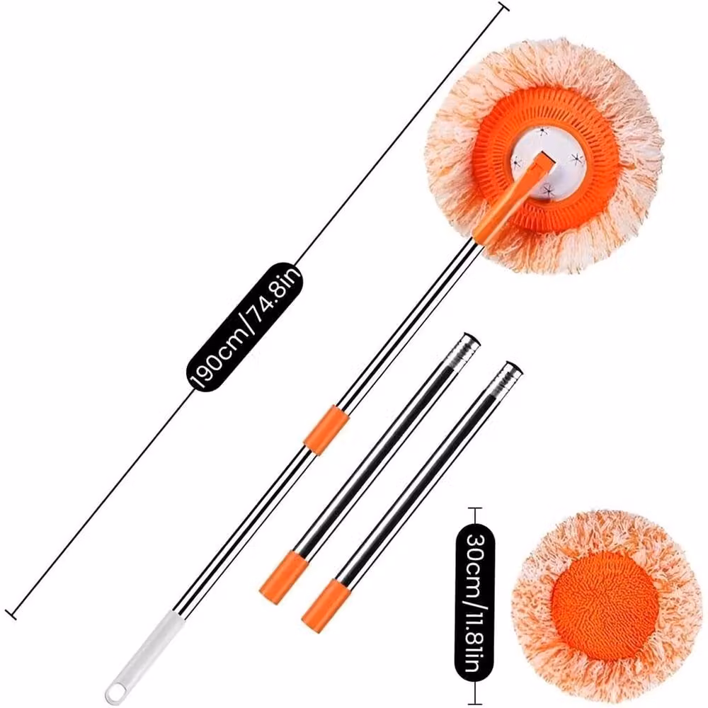 Nordara 360 Degree Rotating Retractable Floor and Wall Dust Mop with Microfibre Head in Orange – 2