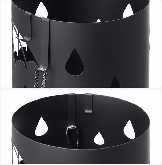 SONGMICS Black Metal Umbrella Stand with Removable Drip Tray and 4 Hooks