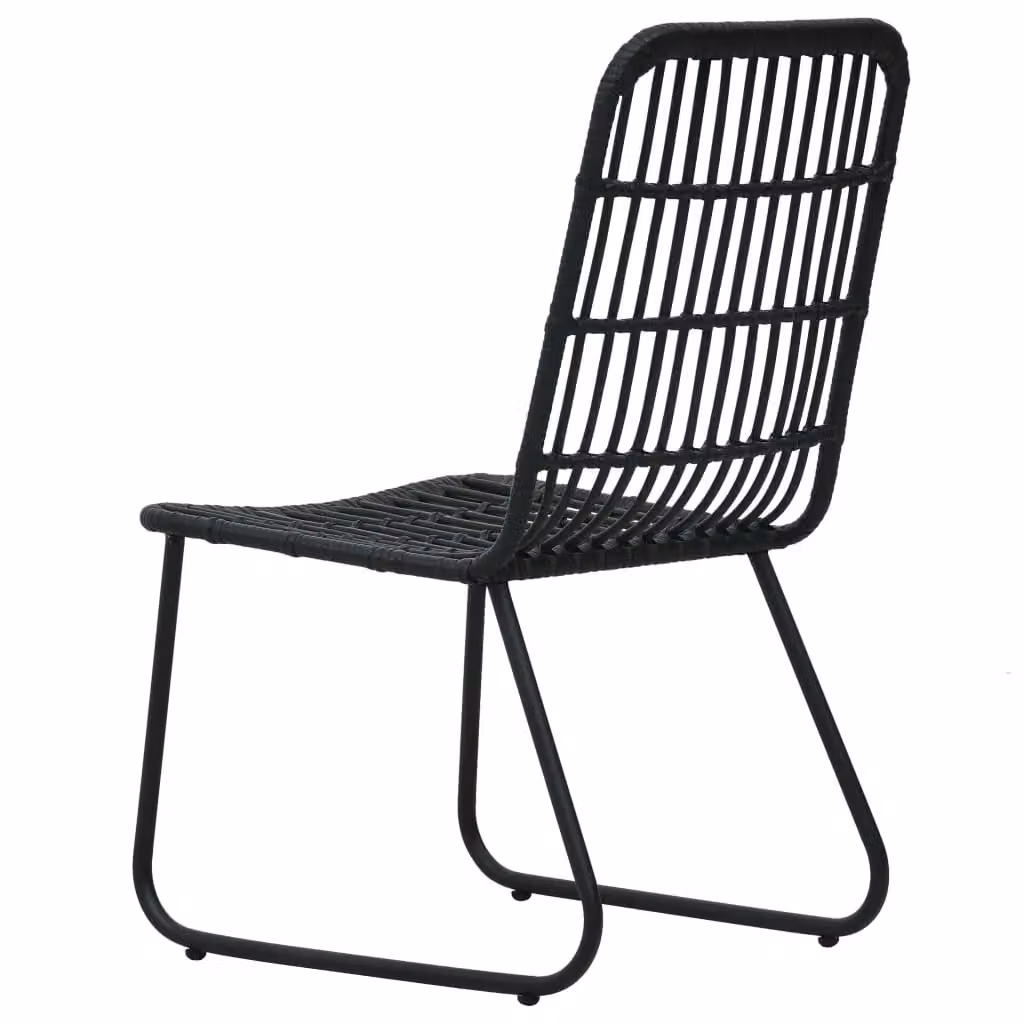 Berkfield Home Set of 2 Black Poly Rattan and Steel Garden Chairs – 3