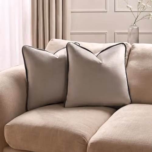 OHS 4 Pack Matte Velvet Piped Edge Cushion Covers in Grey, W/D/H: 45 x 45 x 45 cm – 2
