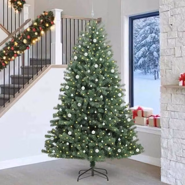 Berkfield Home Artificial Hinged Christmas Tree in Green, Height: 270 cm