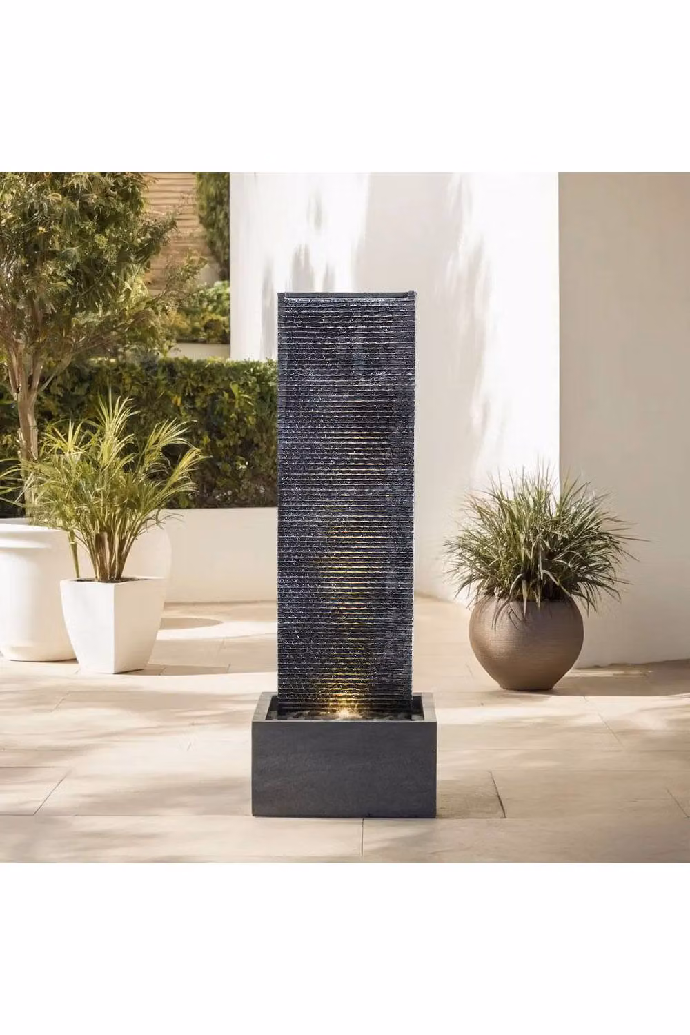 Garden Sanctuary Wall Standing Stone Feature Outdoor Water Fountain in Sand Resin, W/D/H: 98 x 22 x 22 cm – 2