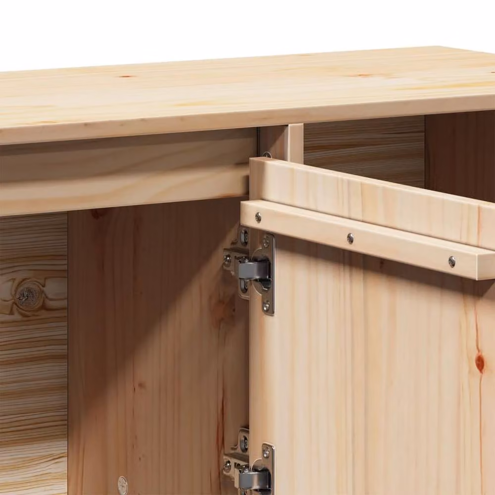 Berkfield Home Solid Wood Pine Sideboard in Natural Brown, W/D/H: 110.5 x 35 x 80 cm – 2