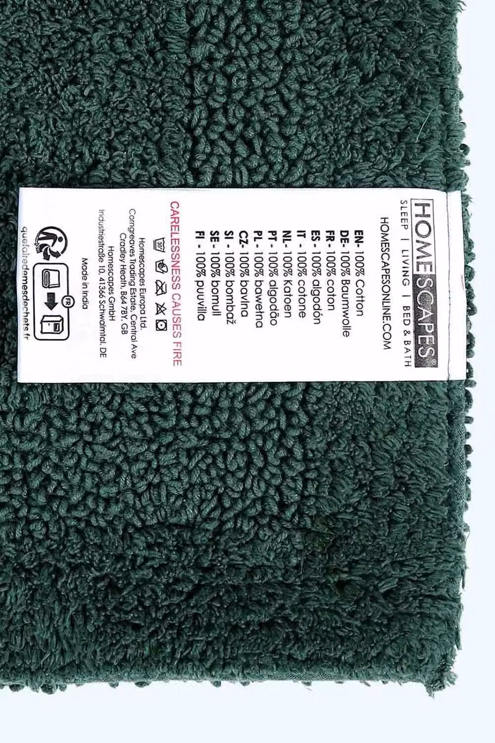 Homescapes Luxury Square Cotton Bath Mat, Forest Green, W/D/H: 50 x 50 x 1 cm – 2