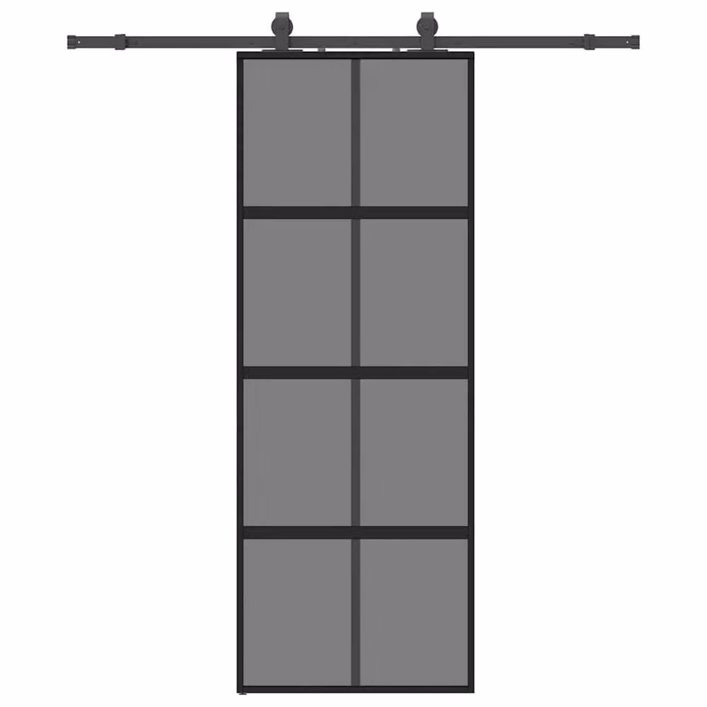 Berkfield Home Black Sliding Tempered Glass Door with Hardware Set W: 76 cm, H: 205 cm – 2