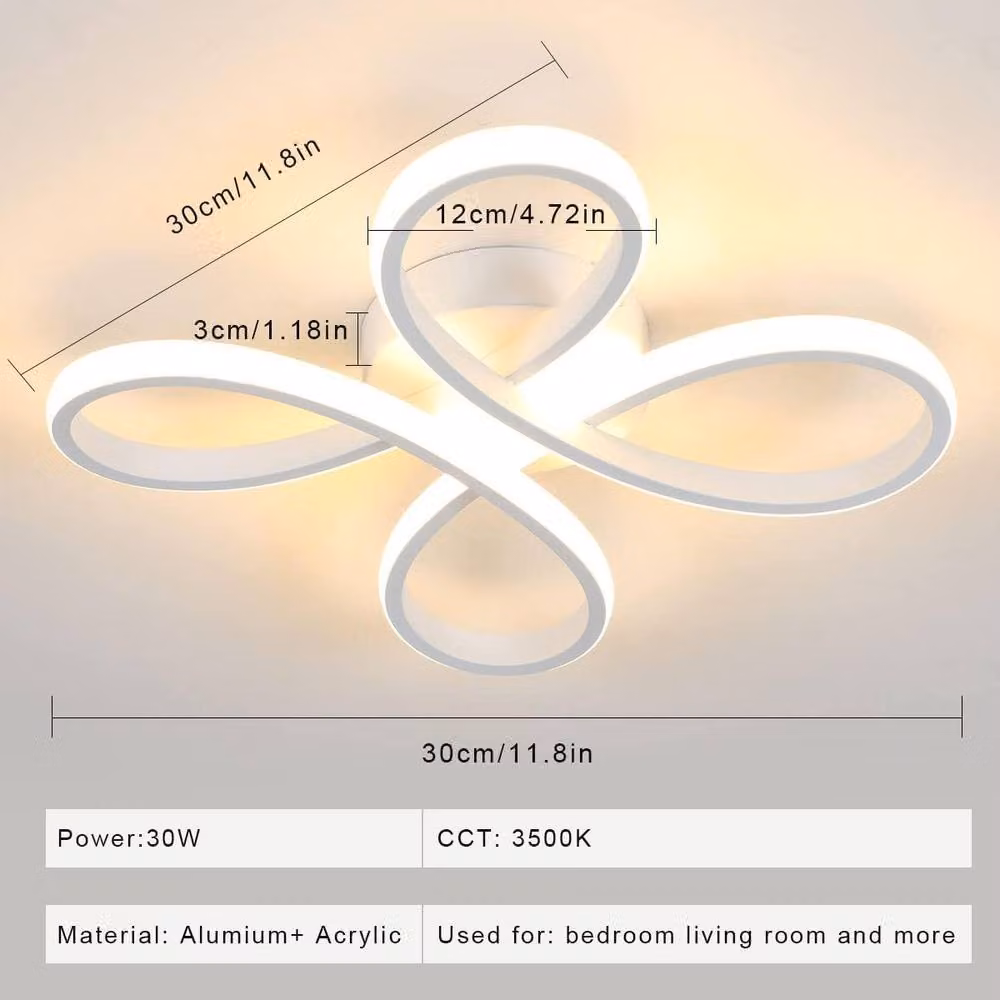 Goeco Modern LED Ceiling Light, 30W, 3000K Warm White, 4-Head Flower Design in White Acrylic and Metal – 2