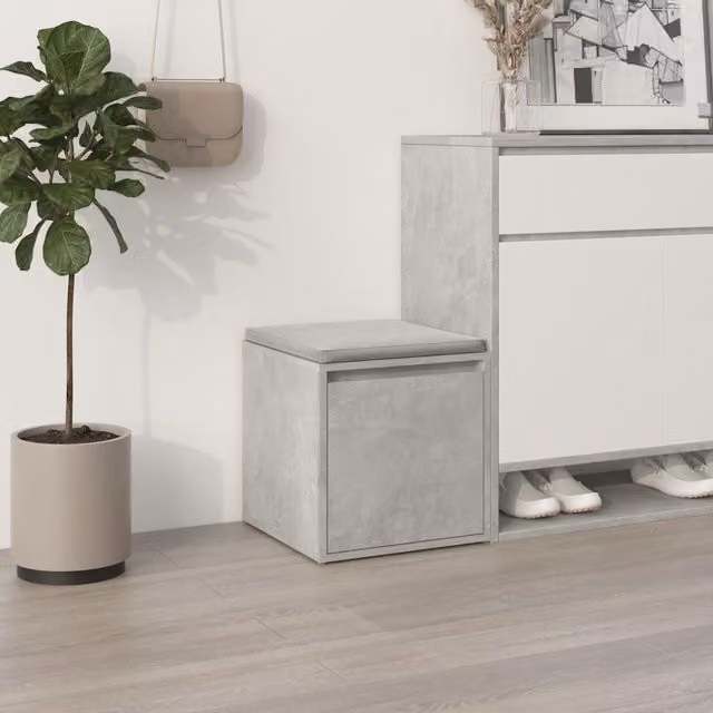 Berkfield Home Cube Box Drawer in Concrete Grey MDF, W/D/H: 40.5 x 40 x 40 cm