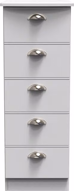 Ready Assembled 2 U Albert 5 Drawer Tall Bedside Chest in Grey