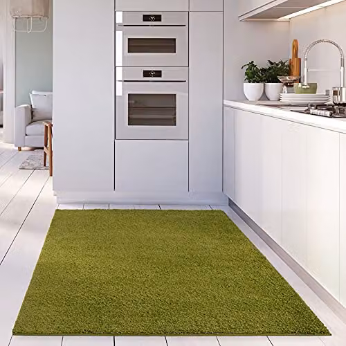 THE RUGS Green Plain Shaggy Rug for Living Room, Bedroom or Hallway, W/D/H: 180 x 270 x 1 cm – 2