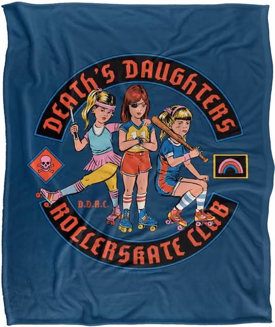 Steven Rhodes D.D.R.C. Death Daughters Rollerskate Club Multicolour Fleece Throw Blanket W/D/H: 91 x 147 cm