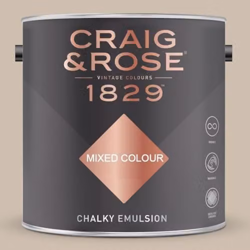 Craig & Rose 1829 Chalky Emulsion Paint in Pale Cashmere, Matt, Water Based, 2.5 l