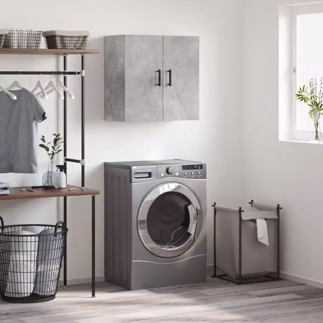 Berkfield Home Wall Mounted Modern Cabinet in Grey Matt MDF, W/D/H: 60 x 31 x 60 cm – 1