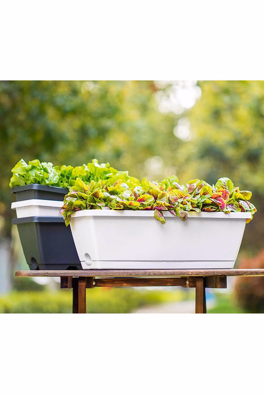 Living and Home 5-Piece Rectangle Garden Planter Set in Grey and White – 2