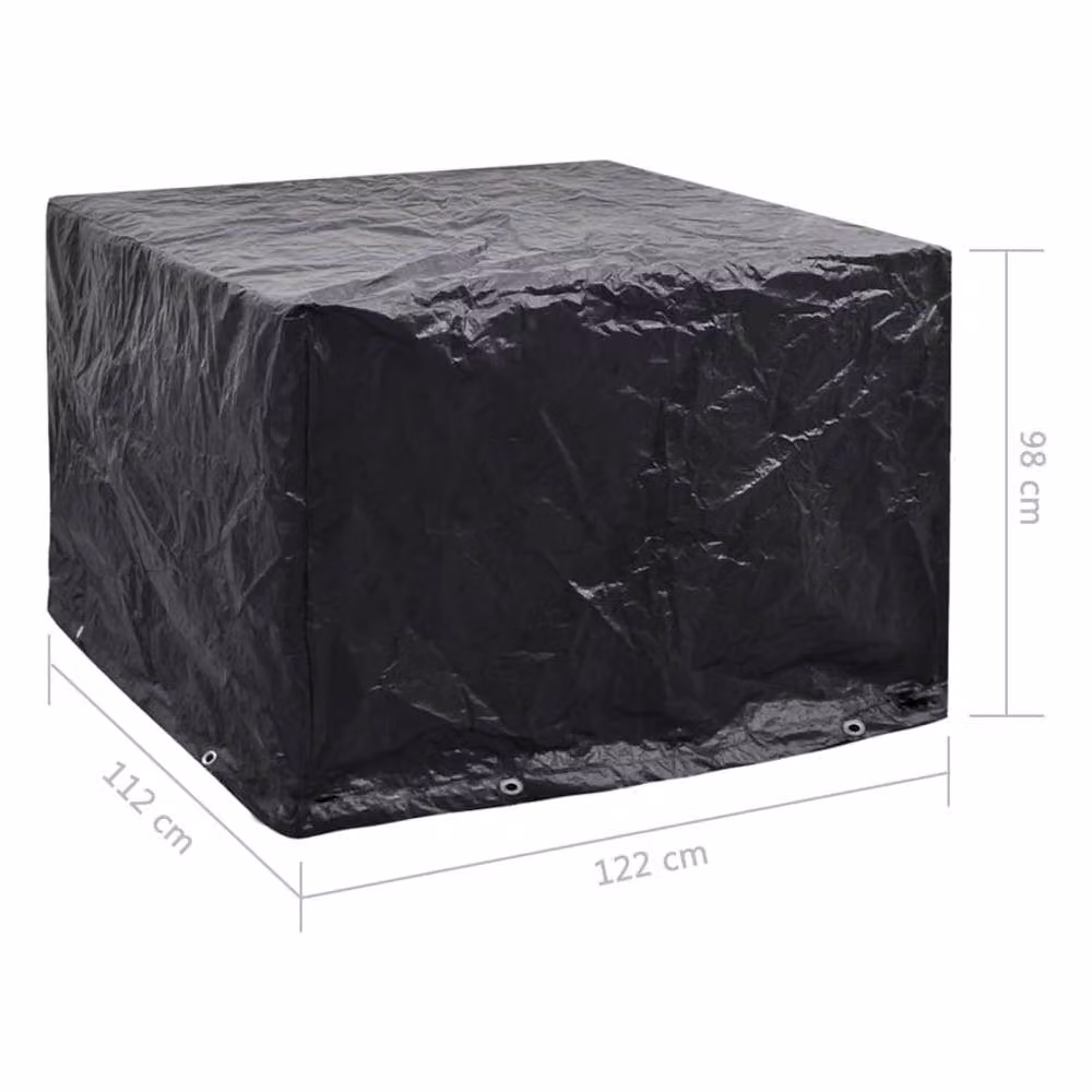 Berkfield Home Durable Garden Furniture Cover with 8 Eyelets, Black, W/D/H: 122 x 112 x 98 cm – 6