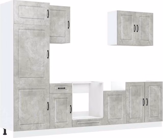 Berkfield Home Kalmar 7 Piece Modern Kitchen Cabinet Set in Concrete Grey Engineered Wood