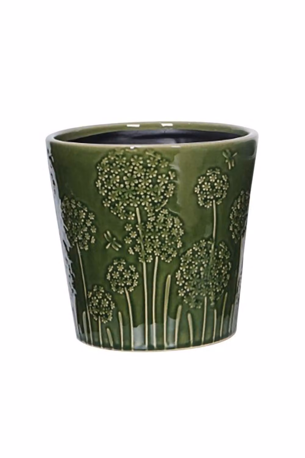 KDMD Hortus Lithgow Seed Head Pot, Dark Green Ceramic, H 19 cm x Dia 20.5 cm – 2
