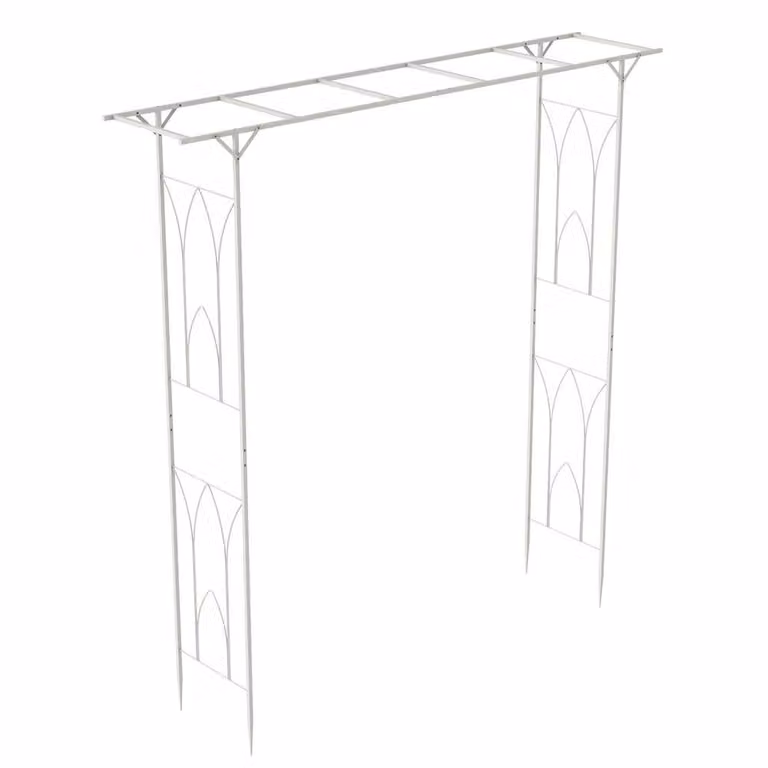 KORVIXA White Metal Garden Gate Wedding Arch and Climbing Frame, W: 100 cm, H: 100 cm