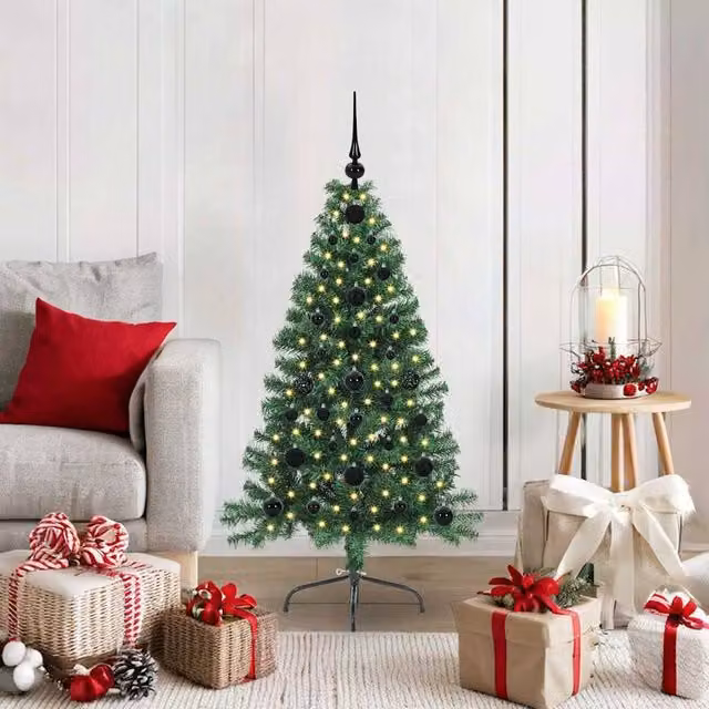 Berkfield Home Pre-lit Artificial Christmas Tree, Green, Height: 120 cm