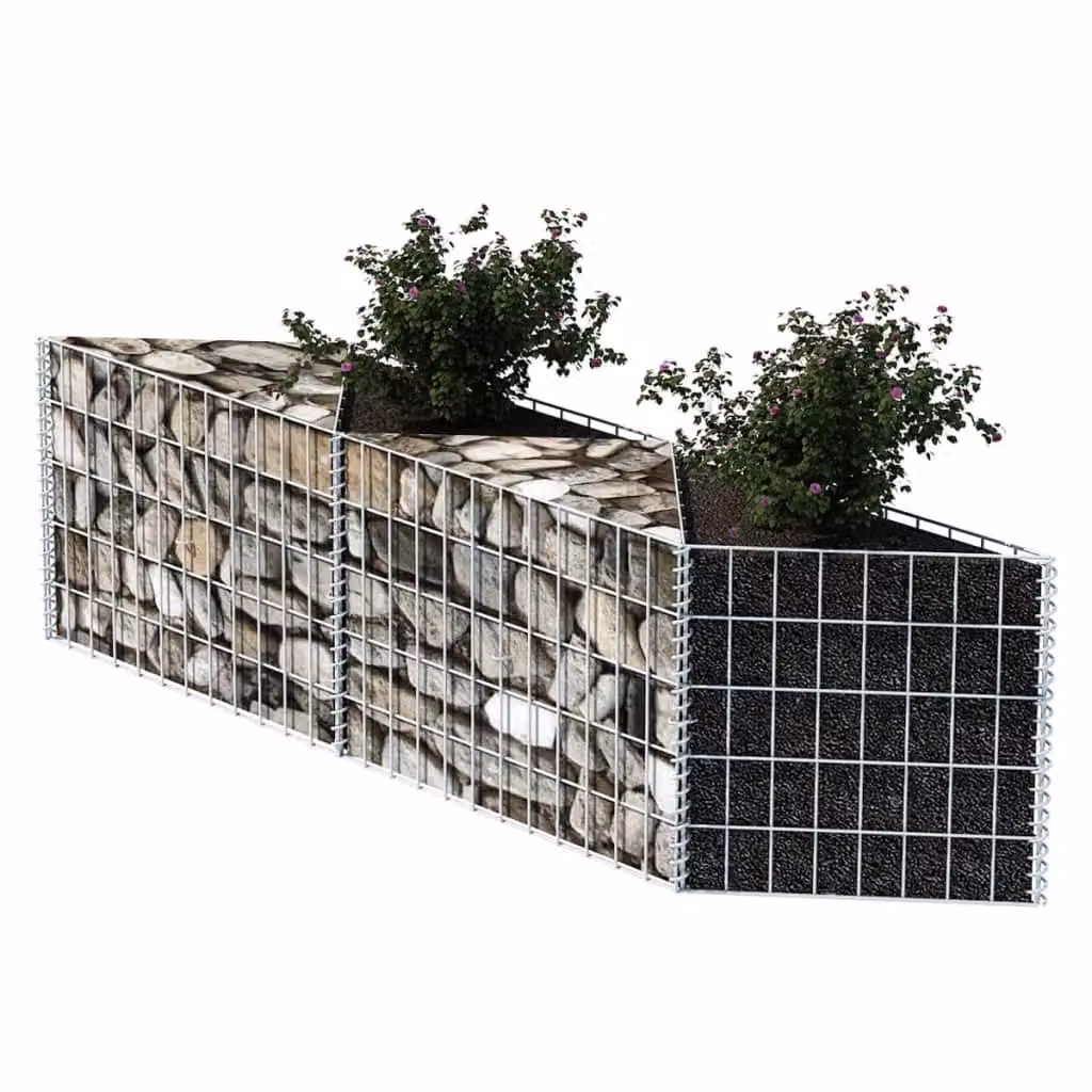 Berkfield Home Galvanised Steel Stone Gabion Basket in Silver, W/D/H: 120 x 30 x 50 cm – 3