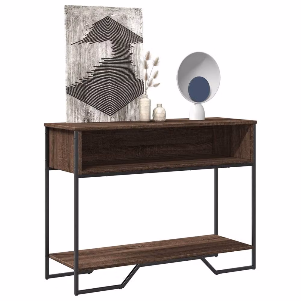 Berkfield Home Classic Console Table in Brown Oak, W/D/H: 100 x 35 x 74.5 cm – 2
