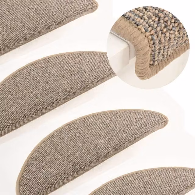Berkfield Home Non-Slip Carpet Stair Treads, 15 Pack, Grey and Brown, W: 65 cm, D: 21 cm, H: 4 cm