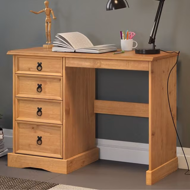 Mercers Furniture Corona Solid Wood Pine Dressing Table in Antique Wax Brown