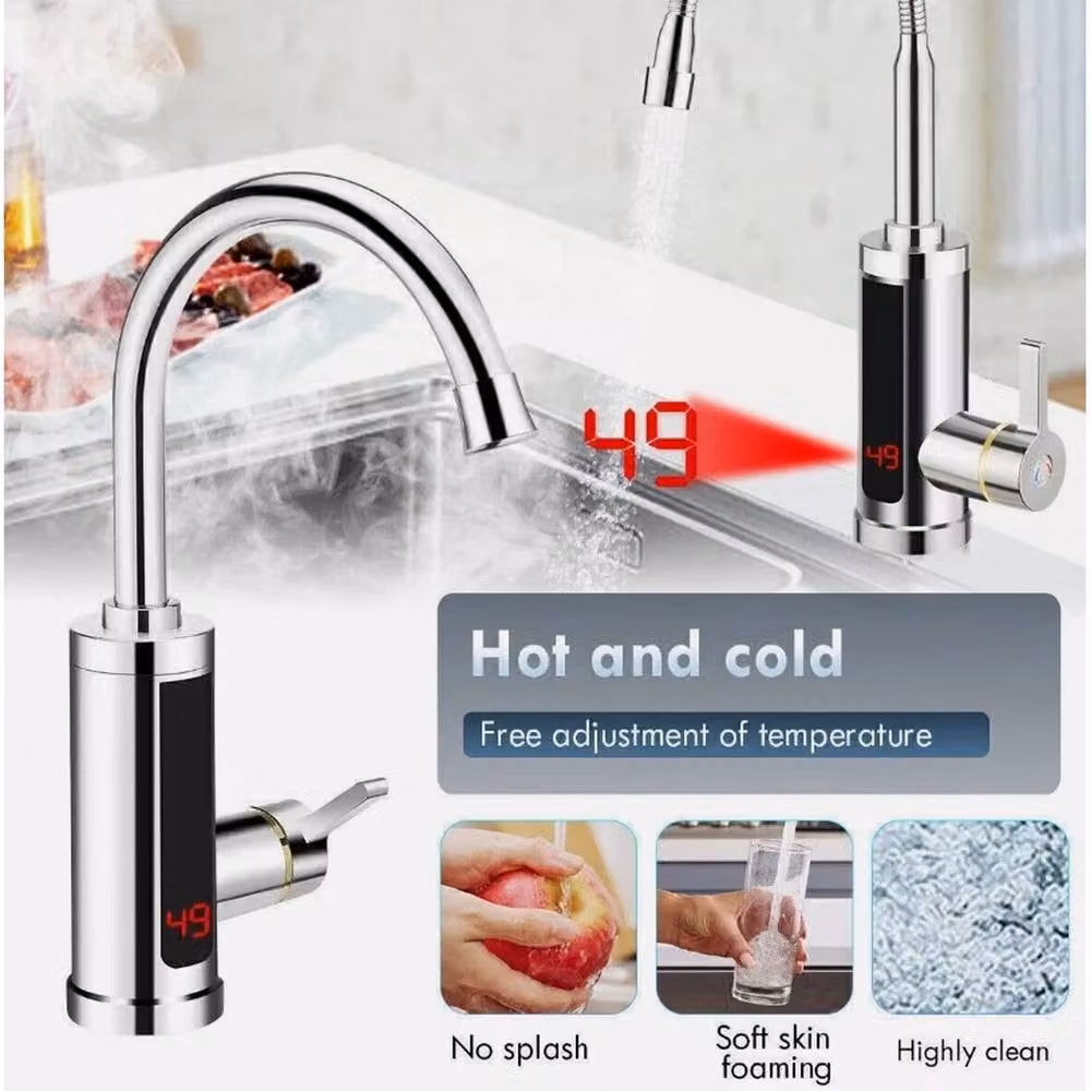 Nordara Kitchen Electric Instant Boiling Water Tap with LED Display in Silver and Brushed Nickel – 2